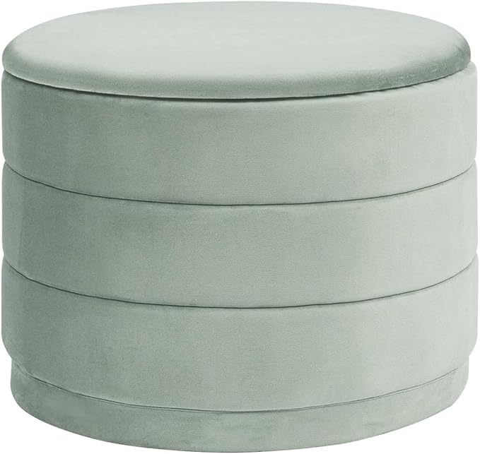 23" Upholstered Round Velvet Ottoman - Image 3