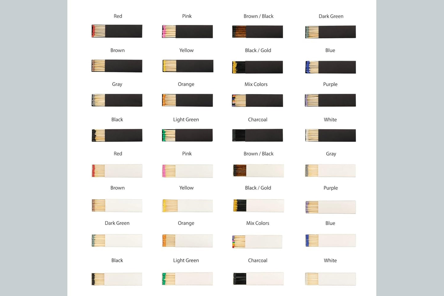 10 Boxes - Customized Matchboxes Colorful Tips (Wedding Design #5, 4" Matchboxes) (2" Matchsticks, Wedding Design #1)