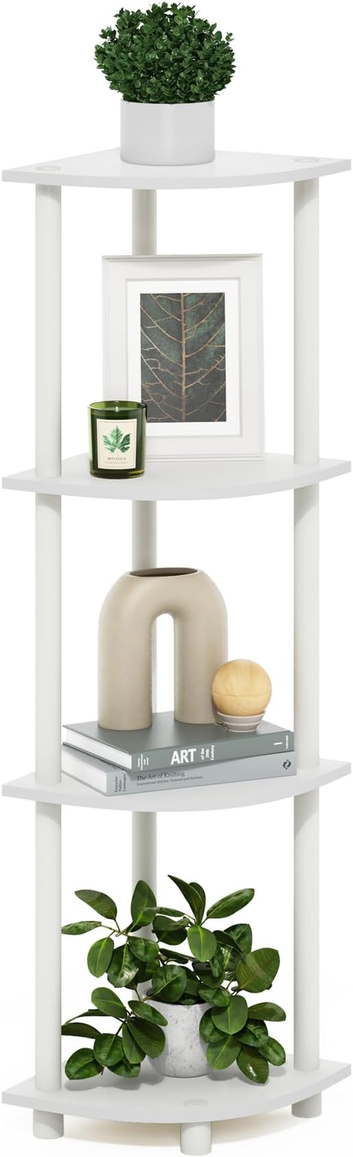 Furinno Turn-N-Tube Corner Shelf, 4-Tier Corner Bookshelf, Display Storage by Furinno-FitsYourSpaceFitsYourBudget