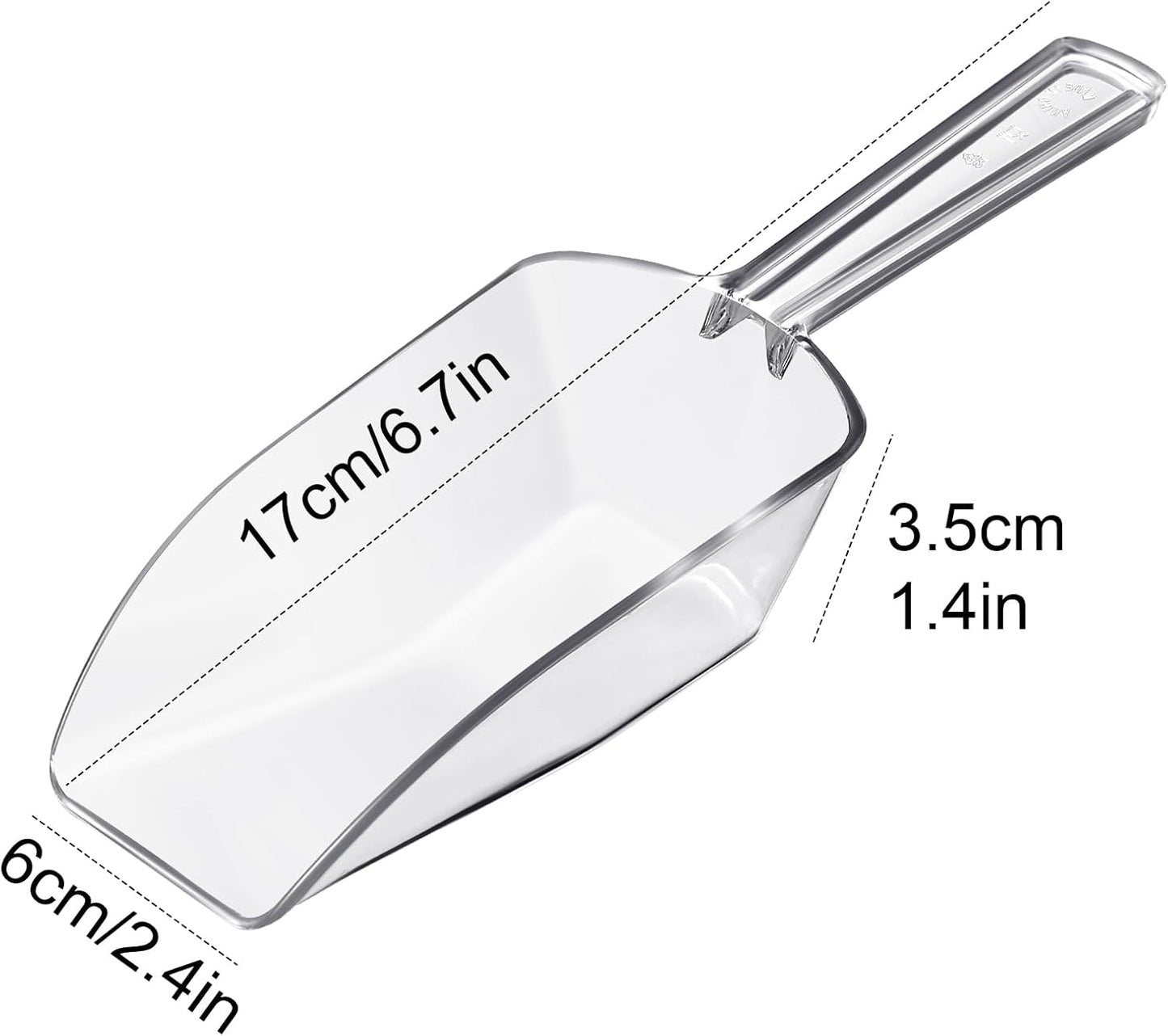 Hestya 16 Pcs Christmas Multi Purpose Clear Plastic Scoops for Candy Buffet Acrylic Kitchen Ice Food Popcorn Scoops for Protein Powders, Ice Cream, Coffee, Tea Jar (6.69 Inch)