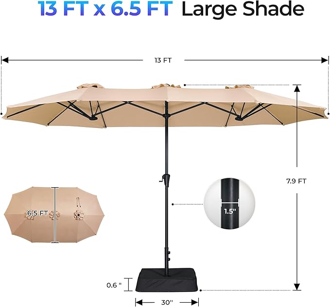 SUPERJARE 13FT Outdoor Patio Umbrella - Image 8