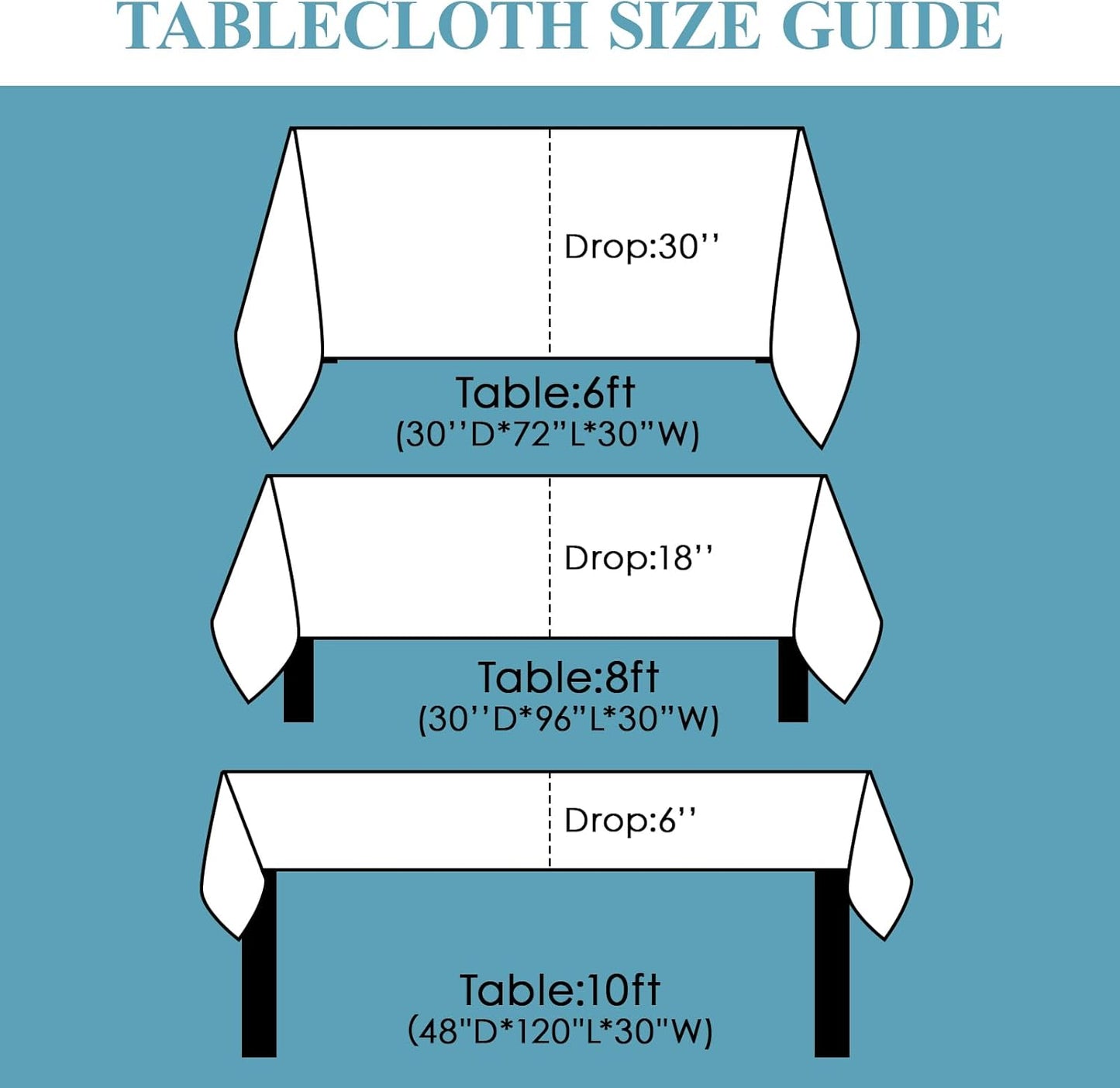 VidaFete Table Cloth 90 * 132inch 10pack Rectangle Tablecloth Polyester, Stain Wrinkle Resistant Polyester Dining Table Cover for Kitchen Dinning Party Wedding Rectangular Tabletop Decoration(White)