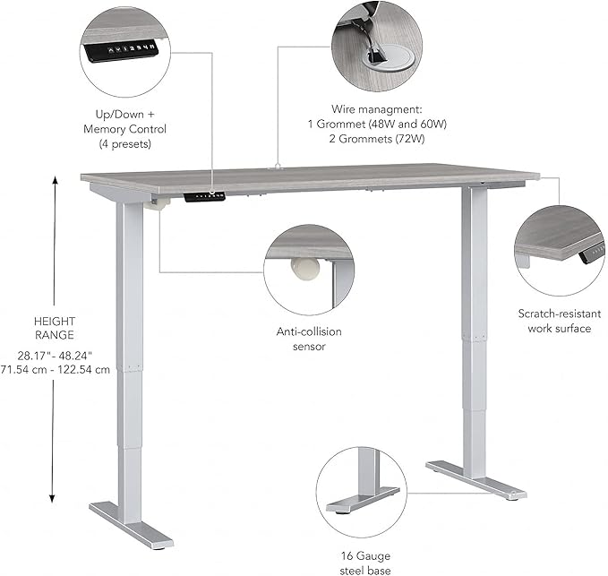 Bush Business Furniture 48-inch Electric Height Adjustable Standing Desk - Image 3