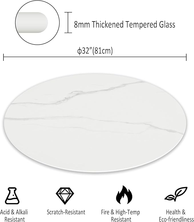 32 Inch Round Tempered Glass Coffee Table Top - Image 6