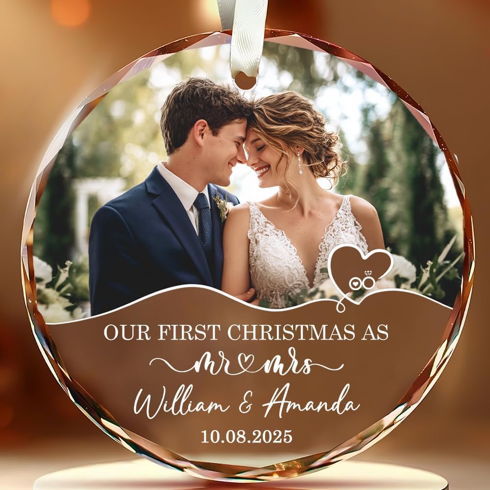 Personalized The Year We Became Mr & Mrs Christmas Ornament - Wedding Gifts for Couples 2025, Bridal Shower Ornaments - Wedding Gifts For Newlywed Couple, Him And Her