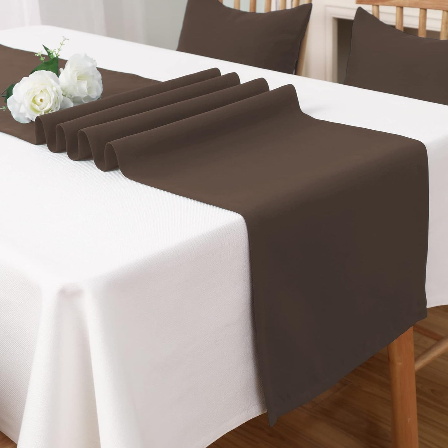 Rustic Brown Table Runner Solid Color Soft Thick Polyester Decorative Cloth Handcrafted for Wedding Party Birthday Graduations Hotel Restaurant Banquet Catering Services Event 14x72 inch