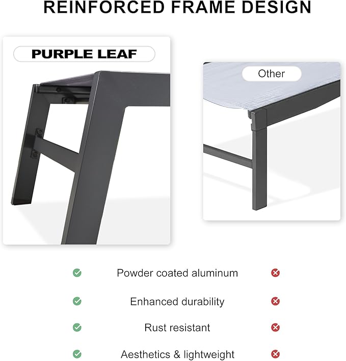 PURPLE LEAF Outdoor Chaise Lounge Set of 4 Aluminum Patio Chair - Image 7