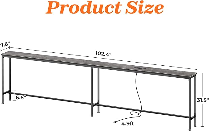 SUPERJARE 102.4 Inch Sofa Table - Image 3