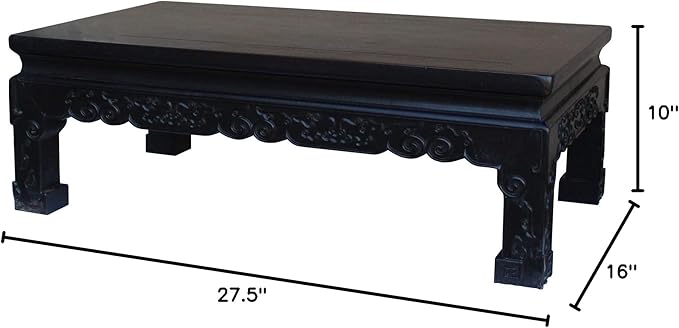 Chinese Handmade Dark Brown Rosewood Low Kang Table Stand Acs4815 - Image 2