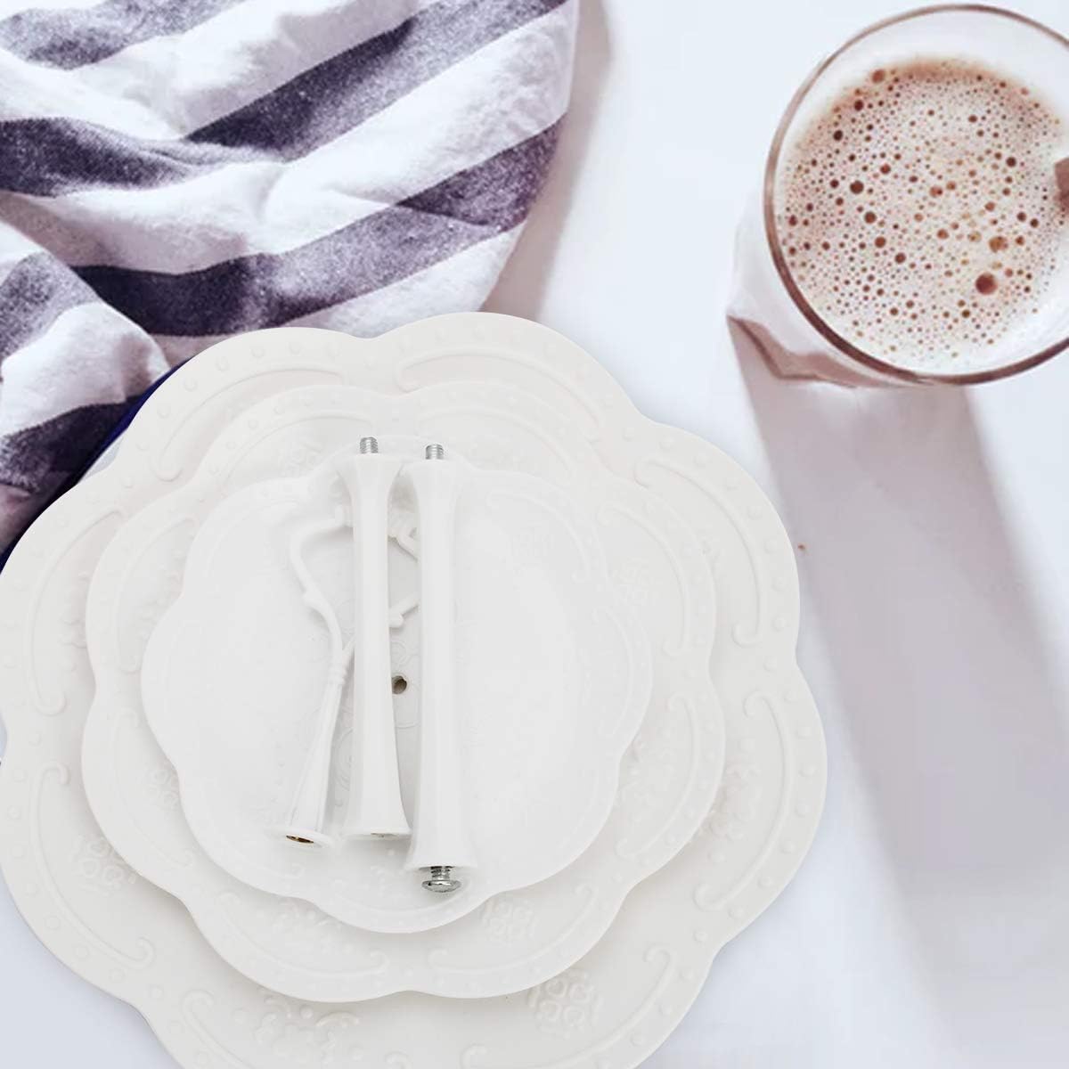 Coitak 3 Tier Cupcake Stand, Plastic Tiered Serving Stand, Dessert Tower Tray for Tea Party, Baby Shower and Wedding (Pure White) (Plastic)