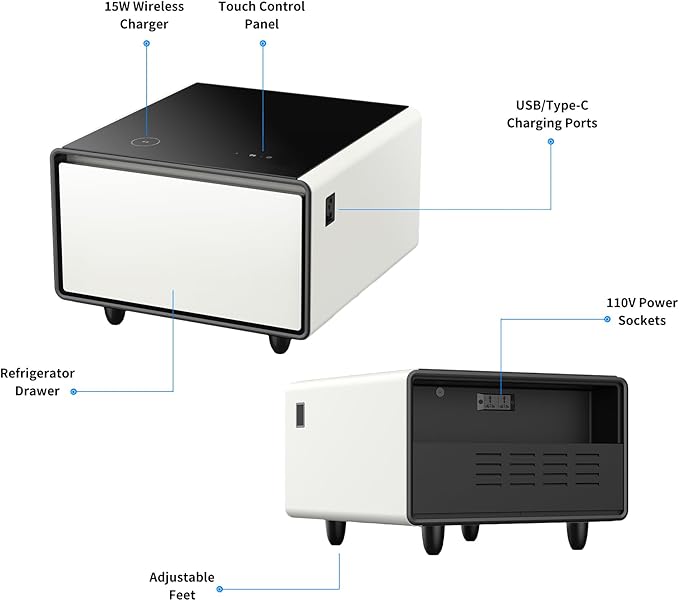 Smart Coffee Table with Fridge, Smart Center Table with Wireless Charging - Image 4