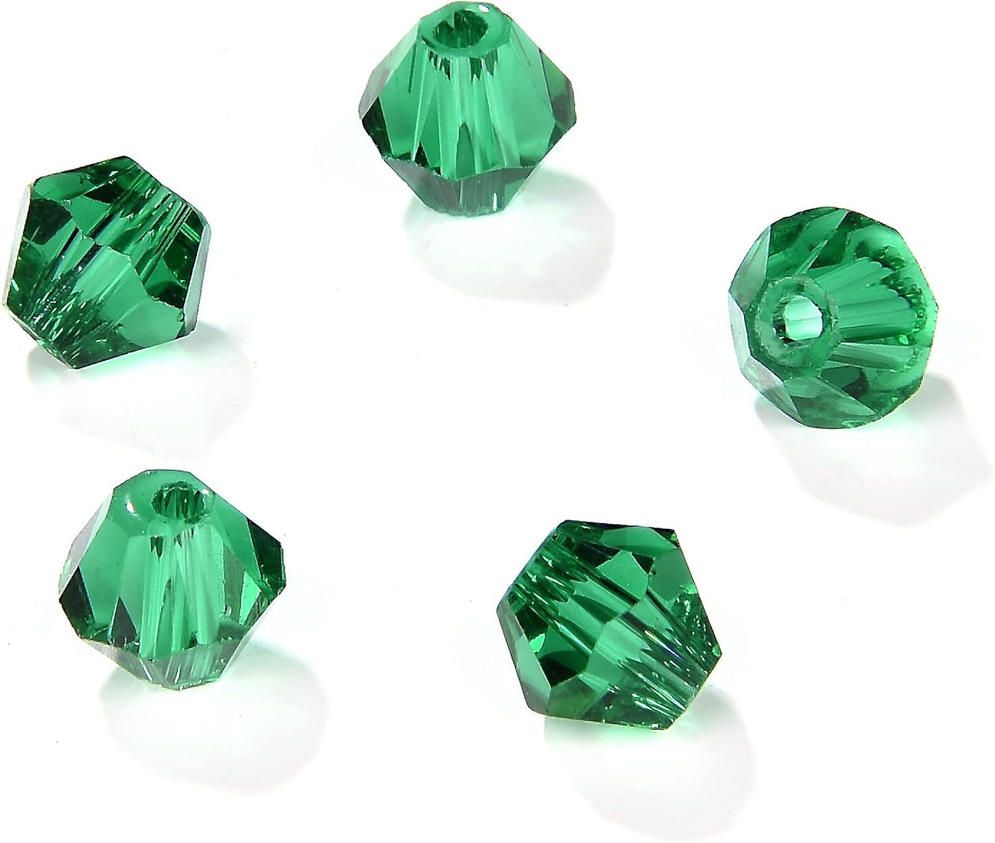 4mm Bicone 1800Pcs Green Crystal Glass Beads Small Faceted Bicone Shape Crystal Glass Spacer Beads for Bracelet Necklace Decorative Hand Jewelry Making (Green, 4MM)