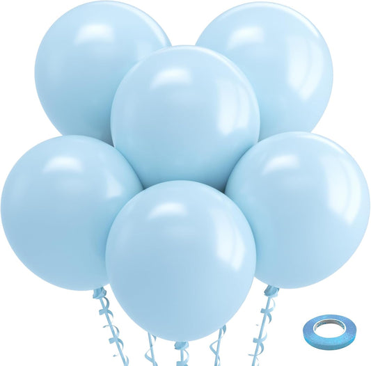 Bezente Pastel Blue Latex Party Balloons - 30 Pack 18 inch Round Helium Light Blue Bridal Blue Balloons for Boys Girls Birthday Bridal Shower Gender Reveal Wedding Anniversary Party Decorations