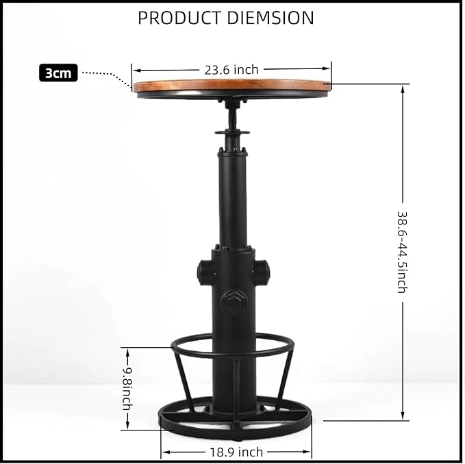 Rustic Industrial 3 Piece Bar Table Set - Image 2
