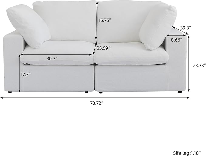 JACH Modular Cloud Sectional Sofa, Love Seat Cloud Couch, Modern Comfy Sofas - Image 2
