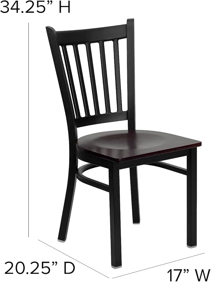 Flash Furniture 2 Pk. HERCULES Series Black Vertical Back Metal Restaurant Chair - Image 3