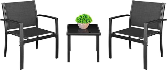 Homall 3 Pieces Patio Furniture Set Outdoor Patio Conversation Textilene Bistro by Homall