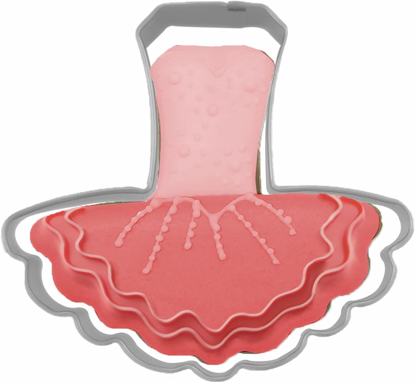 Large Size Dress Shaped Cookie Cutter, Stainless Steel Ballet Dress Wedding Princess Dress Cookie Cutter, 4 Inches