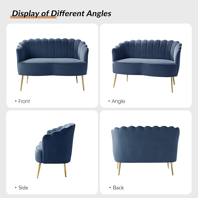 HULALA HOME Modern Velvet Loveseat Sofa - Image 5