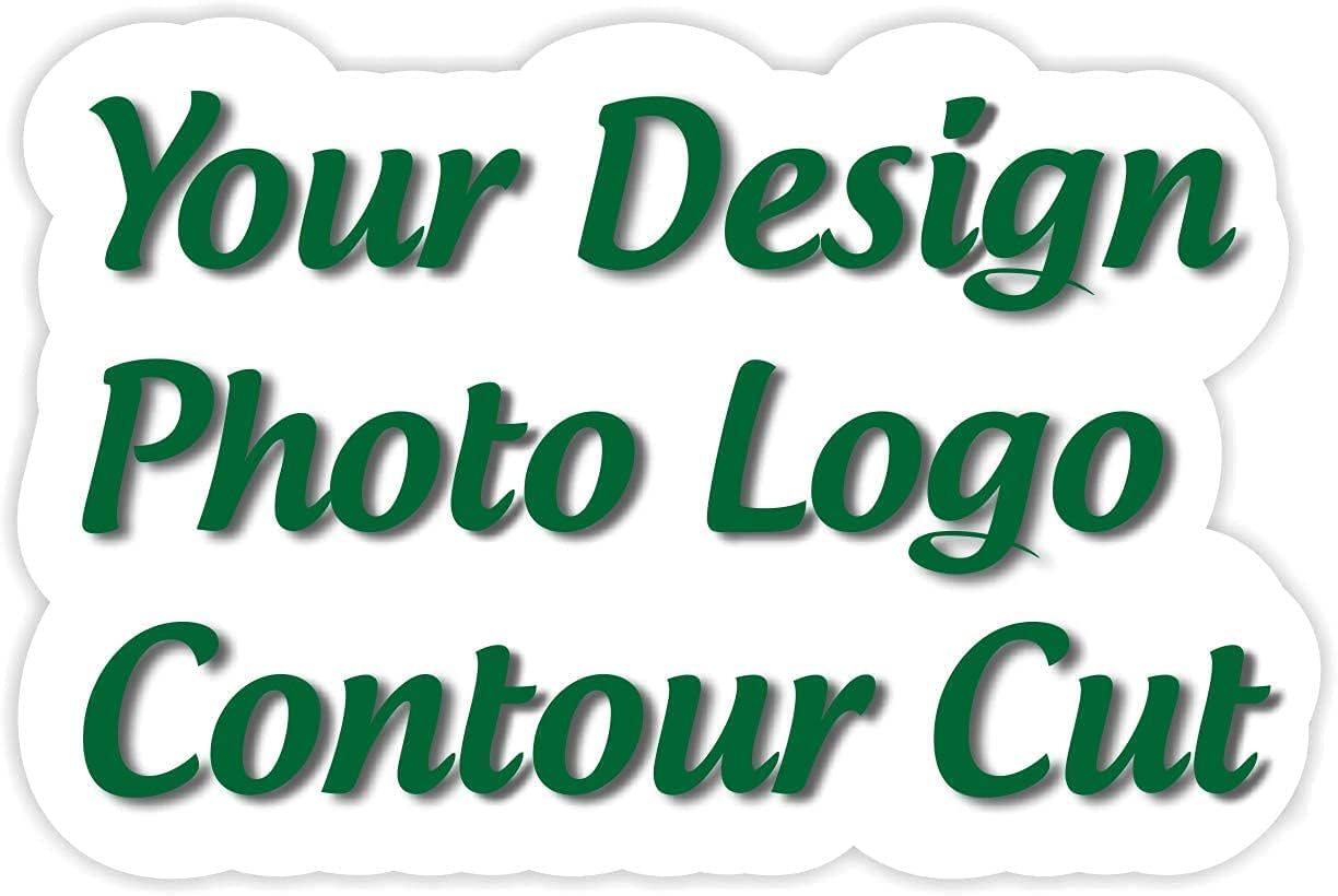 avgrafx 120 Custom Personalized Stickers Labels Vinyl Waterproof Made USA, Any Name,Text, Image, Logo 2" Contour Cut