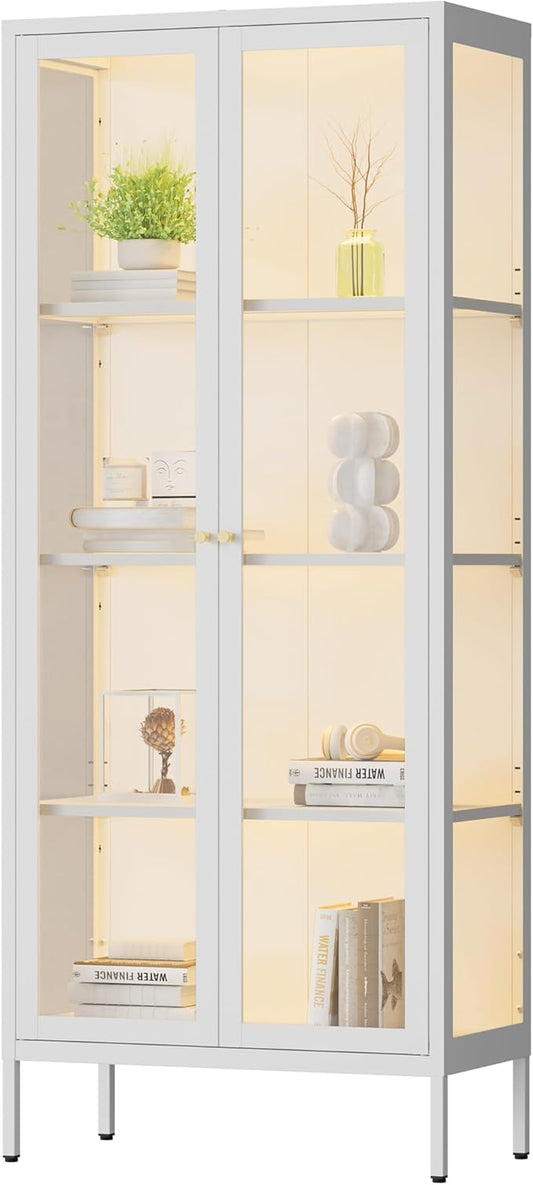 Polup Display Cabinet with 3 Color LED Lights and Tempered Glass, 66 Inch Tall by POLUP