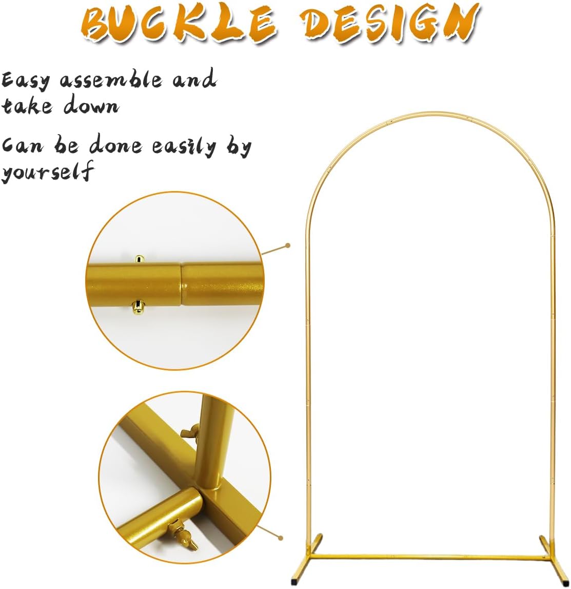 Wedding Arch Backdrop Stand Chiara Backdrop Stand 6.6 x 3.3 FT Wedding Arches for Ceremony Golden Arch Wall Bridal Archway Metal Party Decoration