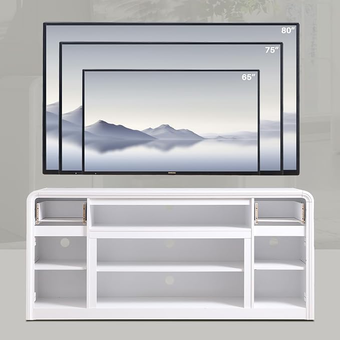 Modern TV Stand for 80 Inch TVs, Media Console Cabinet w/Soundbar & Adjustable - Image 3