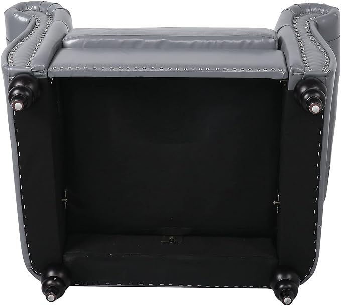 LEVNARY Leather Upholstered Armchair, Mid-Century Modern Single Sofa Chair - Image 7