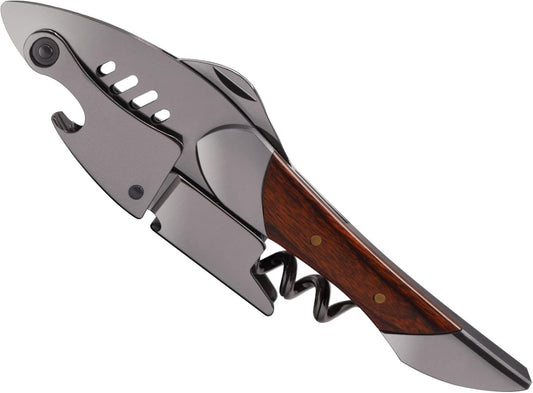 Waiters Corkscrew, Wine Bottle Opener, Heavy Duty Stainless Steel, Rosewood Handle, Shark Shaped Wine Key, Gift for Waiters, Bartenders, Sommelier