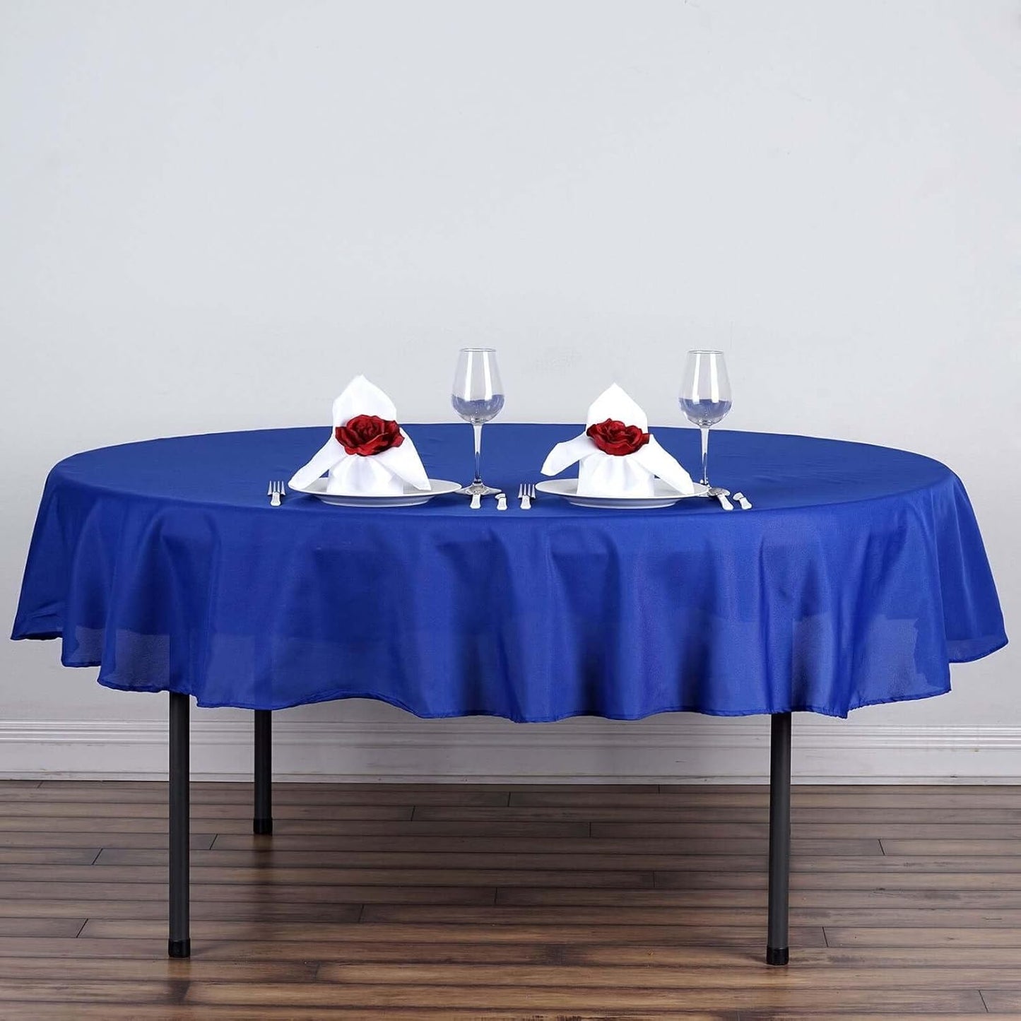 Efavormart Round Tablecloth, 90 Inch Stain & Wrinkle Resistant Washable Table Cloth, Decorative Polyester Fabric Table Cover for Banquet, Wedding, Dining- Royal Blue