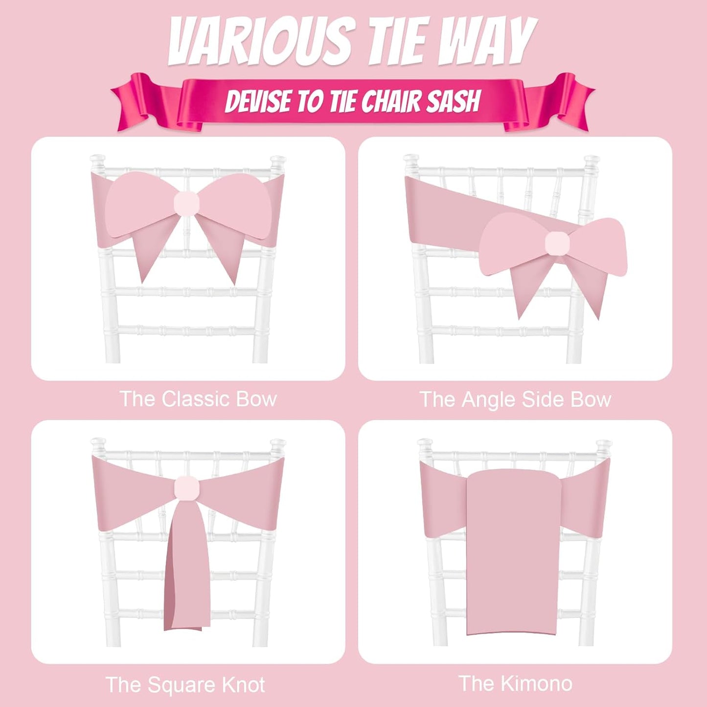 Satin Chair Sashes Bows Universal Chair Ribbon Ties Back Sash for Wedding Party Reception Events Banquets Hotel Event Chair Cover Decoration (7x108 inch) (100, Gold)