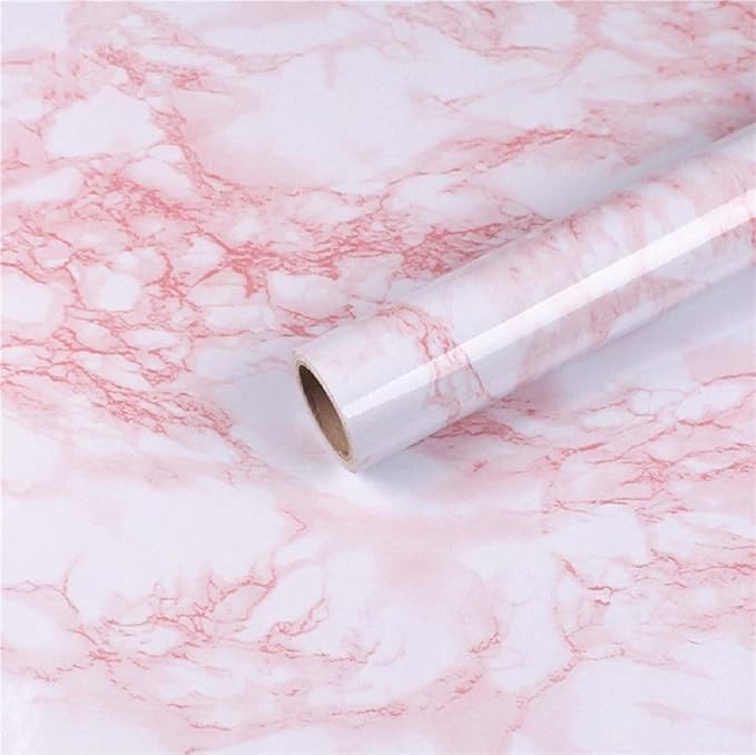 practicalWs 23.6in ×118in White Pink Marble Wallpaper Peel and Stick by practicalWs