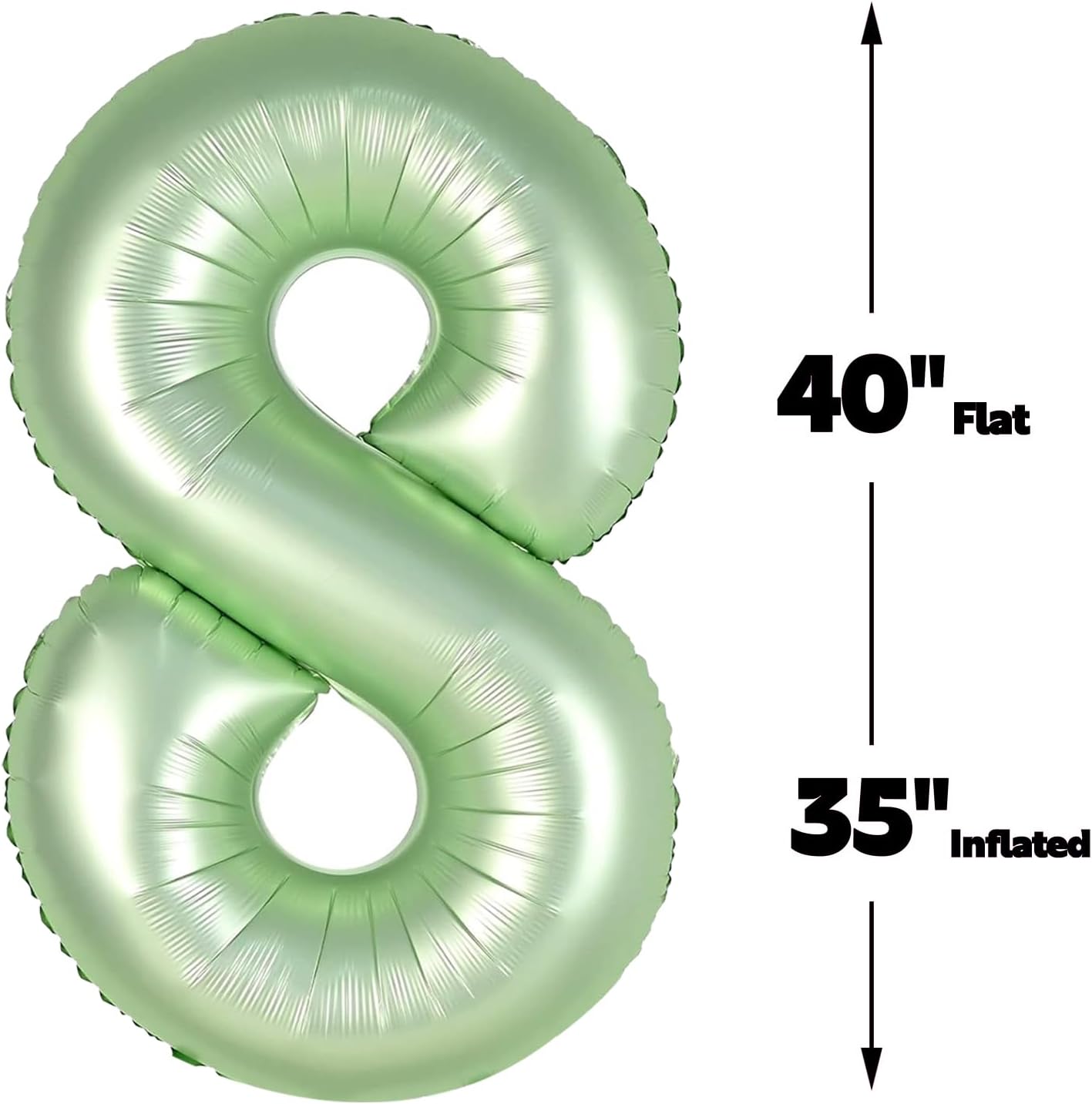 Helium Foil Sage Green Number 8 Balloon 40 Inch, Mylar Eight Numbers 8 18 28 38 48 58 80 88 Birthday Balloons, Oliver Green Women Men Anniversary Graduations Party Supplies