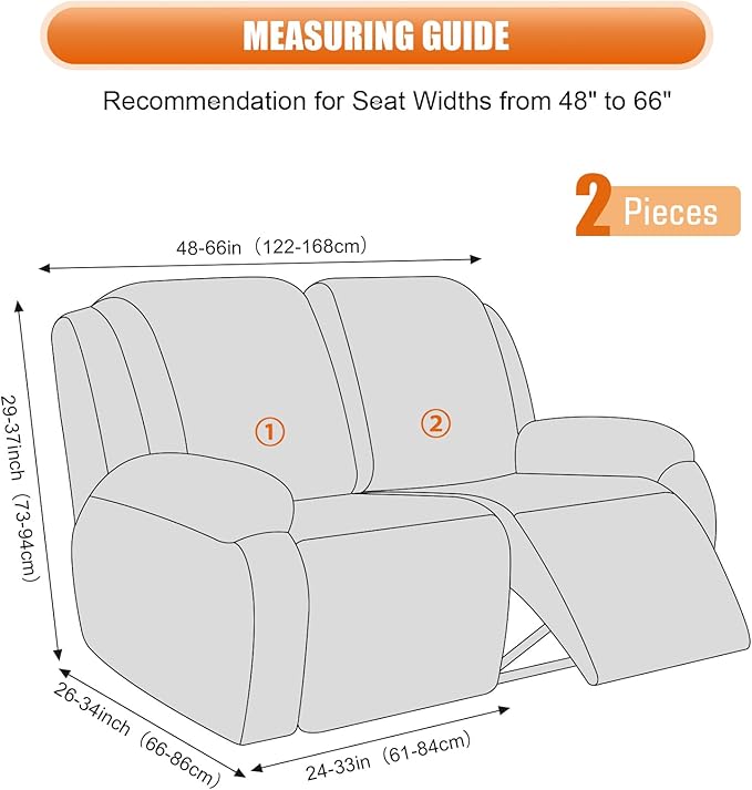 VANSOFY Recliner Cover, 2-Pieces Stretch Reclining Couch Cover - Image 2