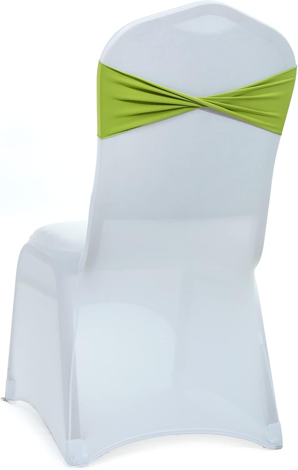 MDS Pack of 150 Spandex Chair Sashes Bows Elastic Stretch Dining Chair Bands Ties Without Slider Buckle Universal fits for Wedding Baby Shower Birthday Party Banquet Event Decoration - Apple Green