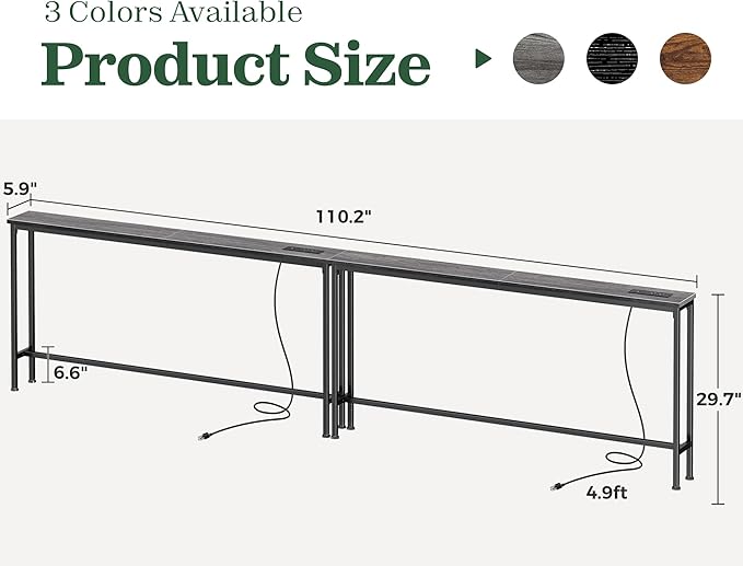 SUPERJARE 110.2 Inch Sofa Table - Image 3