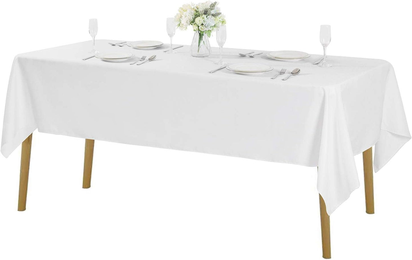 Rectangle Tablecloth 60x120 inch Washable Polyester Fabric Table Cloth for Wedding Party Dining Banquet Decoration（60x120, White）