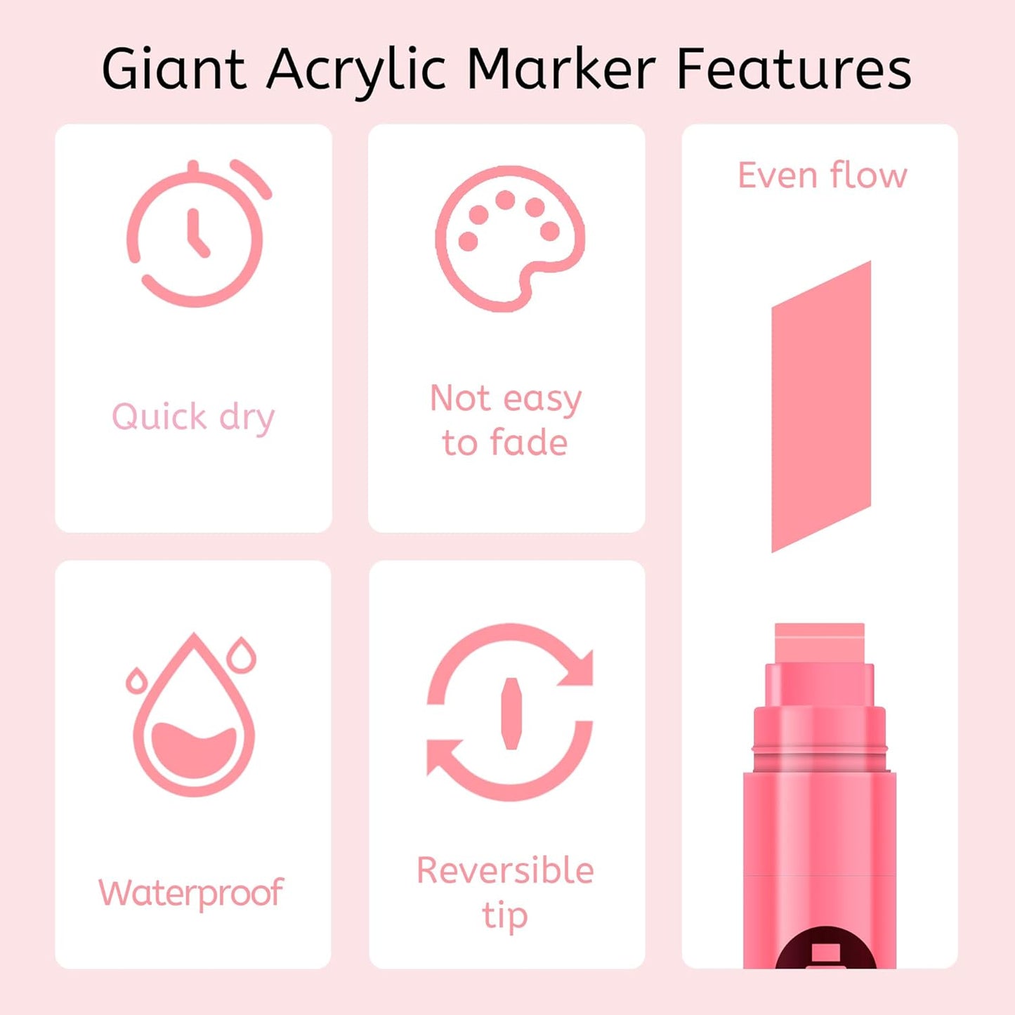 Jumbo Graffiti Poster Markers Set: 12 Neon Colors Large 15mm Wide Tip Permanent Ink Thick Acrylic Paint Pens for Rock Painting, Stone, Glass, Wood, Ceramic, Metal, Plastic, Fabric