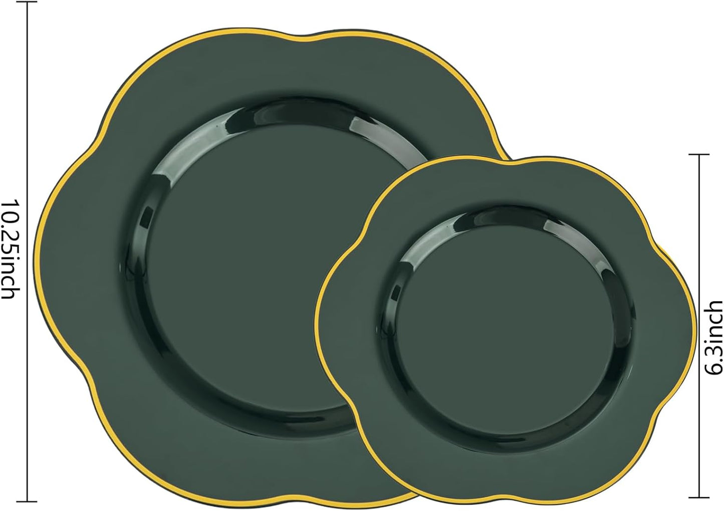 Liacere 50PCS Green Plastic Plates - Heavy Duty Disposable Plate-Green and Gold Include 25PCS Dinner Plate, 25PCS Dessert Plates for Easter&Baby Shower Gifts