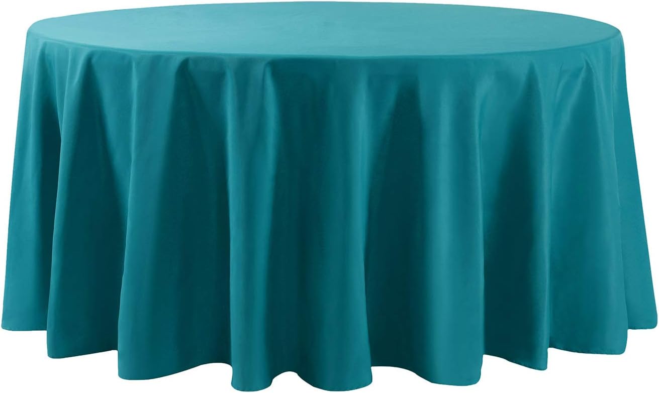 108 inch Round Tablecloth Washable Polyester Table Cloth Decorative Table Cover for Wedding Party Dining Banquet（108 inch,Teal）
