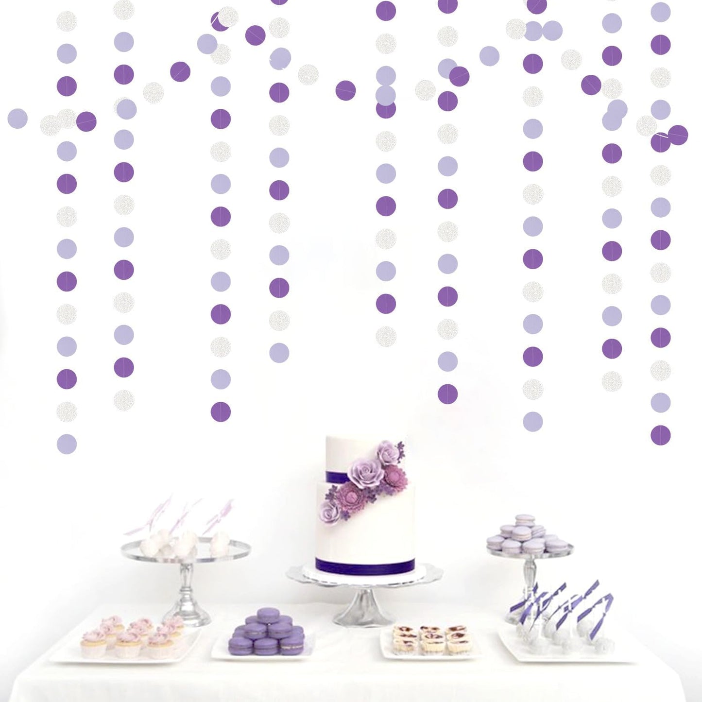 Purple Silver Birthday Party-Decorations Streamers - 52FT Graduation Hanging Paper Garland Banner,Baby Bridal Shower Engagement Wedding Anniversary Bachelorette Mothers Day Backdrop Decor Hugtmr