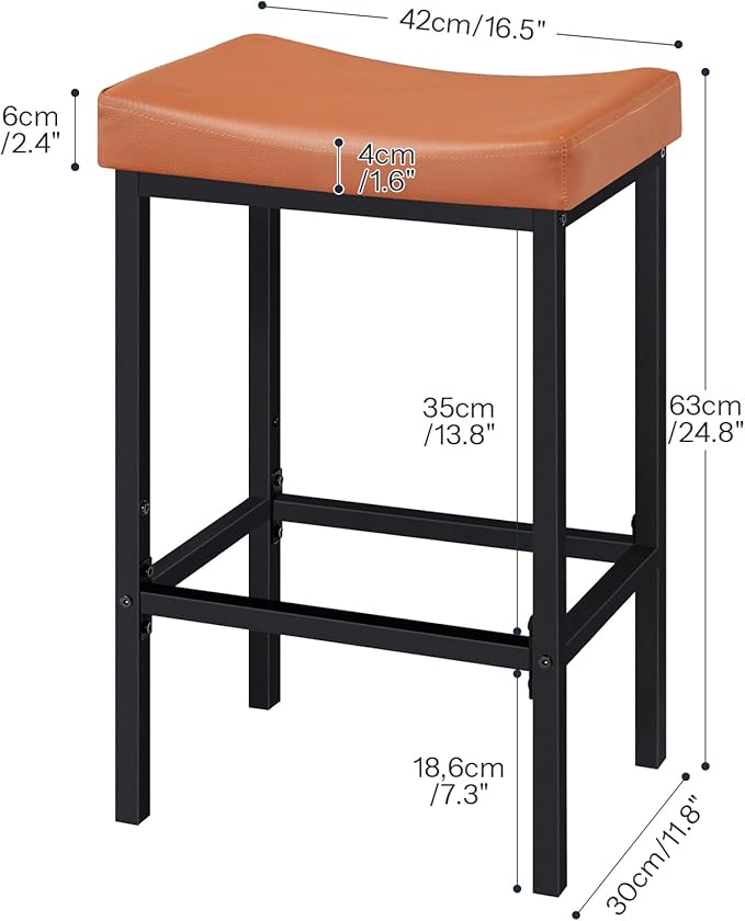HOOBRO Bar Stools, Counter Height Stools, Saddle Barstools - Image 3