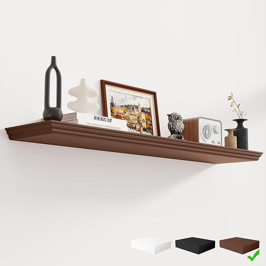 Fun Memories Floating Shelves 48 Inch Long, 9.3 Inch Deep Classic Crown Molding by FunMemories