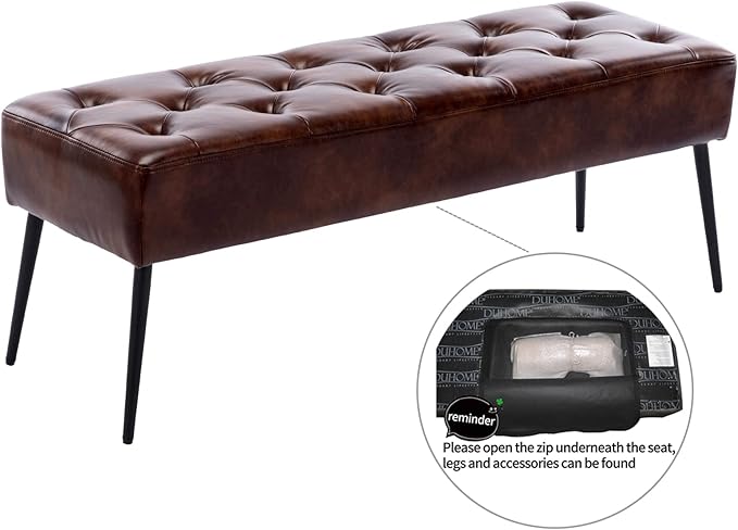 DUHOME Button-Tufted Ottoman Bench, Upholstered Bedroom Benches Footrest Stool - Image 4