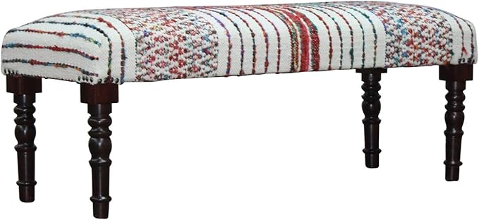 LR Home Multicolor Handmade Upholstered Bench - Image 8
