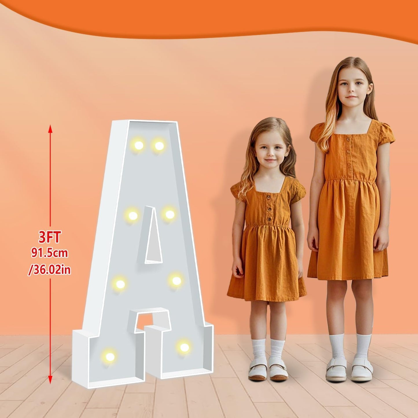 3FT Marquee Light Up Letters, LED Marquee Letters A for Birthday Balloons Backdrop, Large Light Up Letters for Baby Shower Anniversary Decorations Party Wedding Decor, Pre-Cut Foam Frame Kit