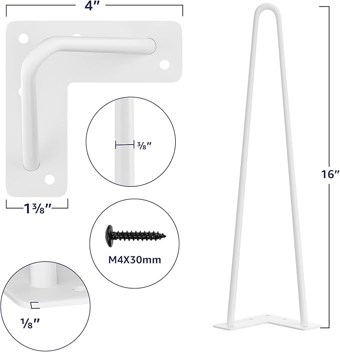 SMARTSTANDARD 16 Inch Heavy Duty Hairpin Furniture Legs, Metal Home DIY Projects - Image 2