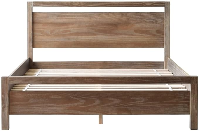 Grain Wood Furniture Loft Queen Size Solid Wood Bed, Brushed White - Image 4
