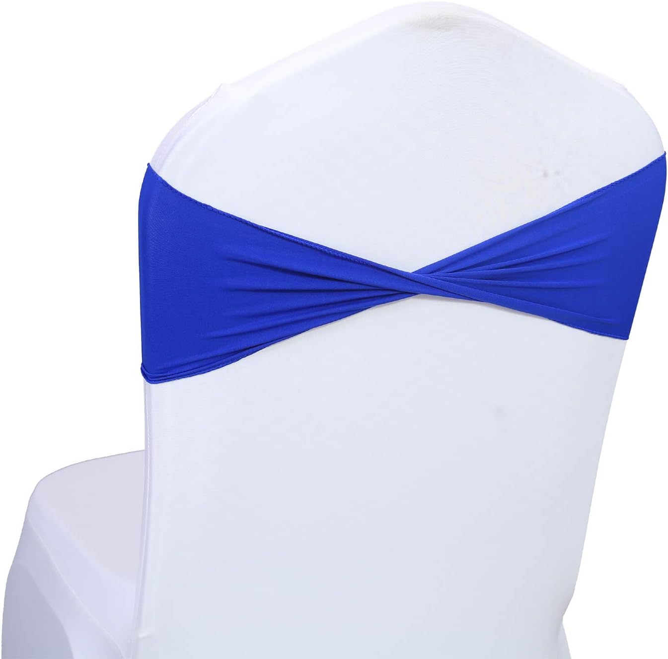 VDS Pack of 75 PCS | Royal Blue | Spandex Chair Sashes Bows Without Buckle | Stretch Elastic Banquet Universal Folding Chair Band Tie with for Wedding Party Conference Celebration Event Decoration