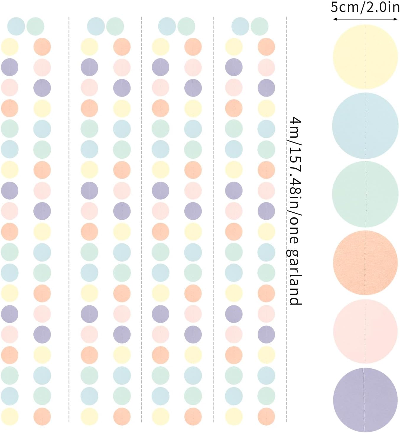 Pastel Rainbow Birthday Party-Decorations Streamers - 52FT Yellow Blue Mint Pink Purple Hanging Paper Garland Banner,Birthday Baby Bridal Shower Bachelorette Engagement Supplies Backdrop Decor Hugtmr